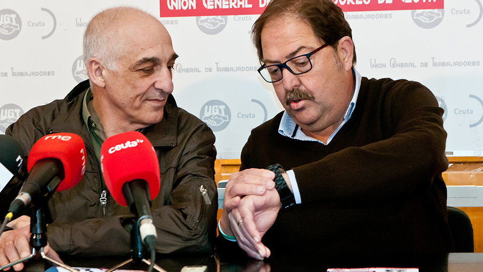 Juan Luis Aróstegui, CCOO, y Juan Carlos Pérez, UGT-2