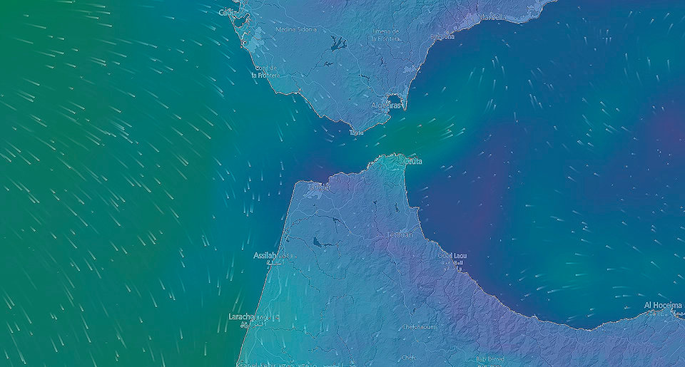 Predicción de viento en el Estrecho según la web Windy2