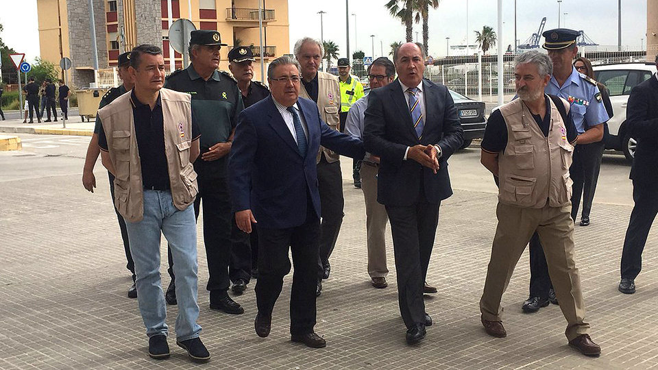 El ministro Zoido en Algeciras en una reciente visita a la OPE