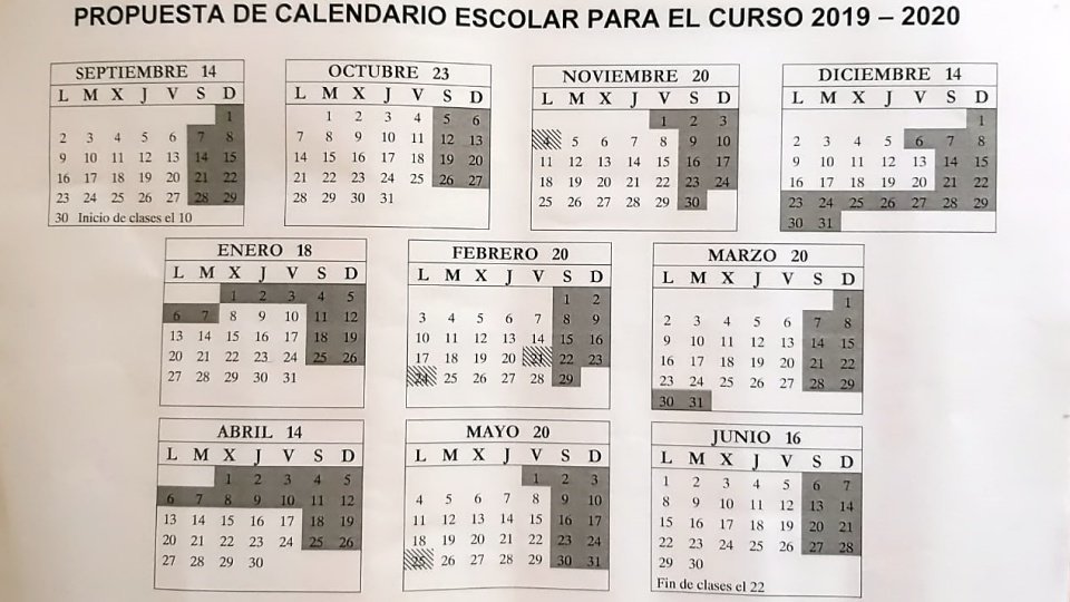 propuesta calendario escolar 19 20