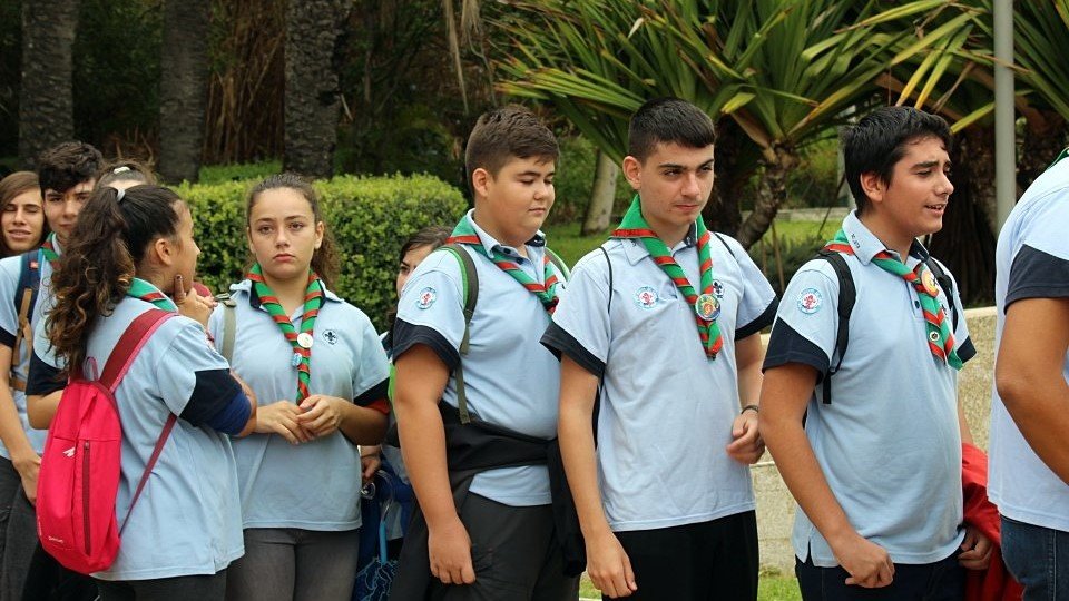 Un grupo de scouts, durante una excursión a San Amaro / Archivo