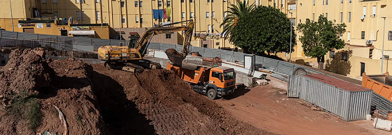 Obra del aparcamiento de Juan Carlos I. panor&aacute;mica