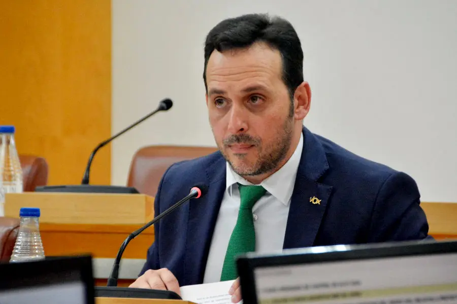 Juan Sergio Redondo, portavoz de Vox durante un pleno.