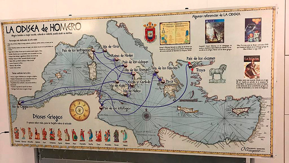 Mapa de la Odisea elaborado por los alumnos del Mare Nostrum