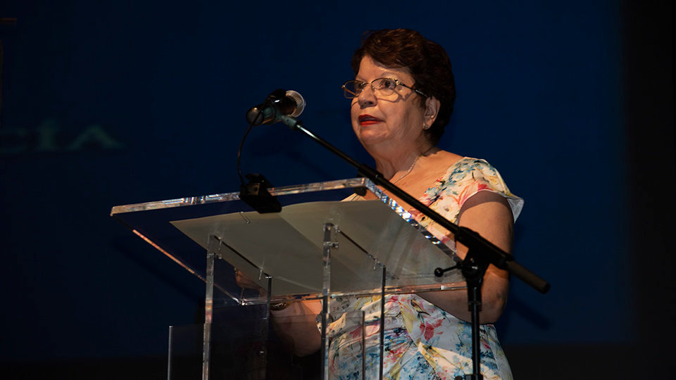 Salvadora Mateos, delegada del Gobierno, durante su discurso de los Ángeles Custodios