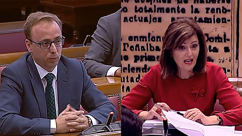 Guillermo Martínez y Ana Botella, durante su debate en el Senado