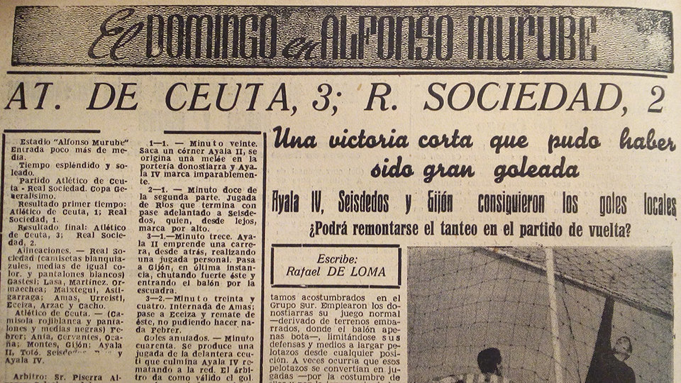 Crónica en la prensa local del encuentro At Ceuta-Real Sociedad