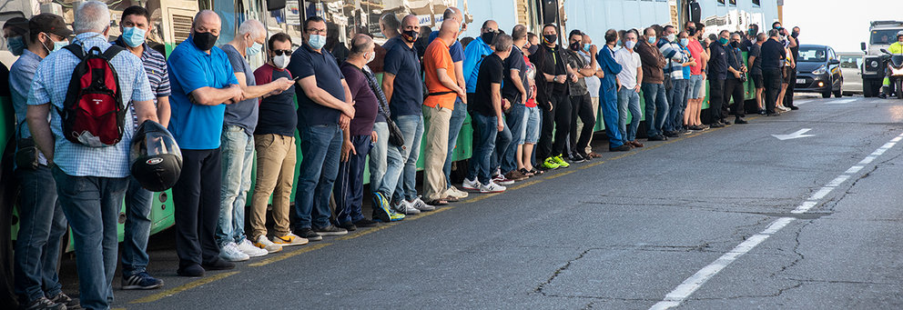 Concentración de los trabajadores de la emnpresa de autobuses