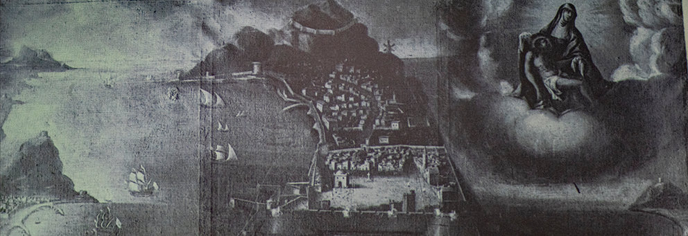 Óleo del siglo XVIII del asefdio de Ceuta panorámica