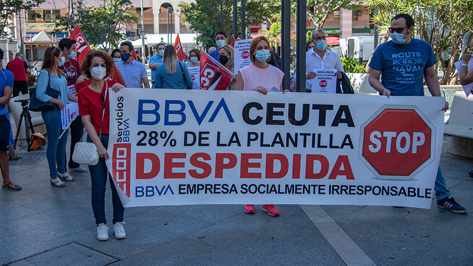 Protesta de empleados de BBVA