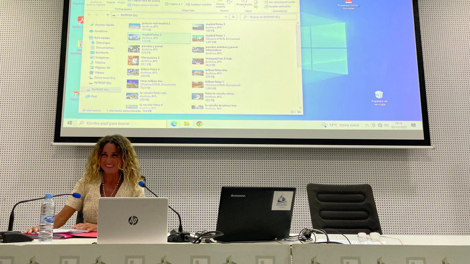 Carmen Sánchez, durante una conferencia sobre progresión aritmética y comercio