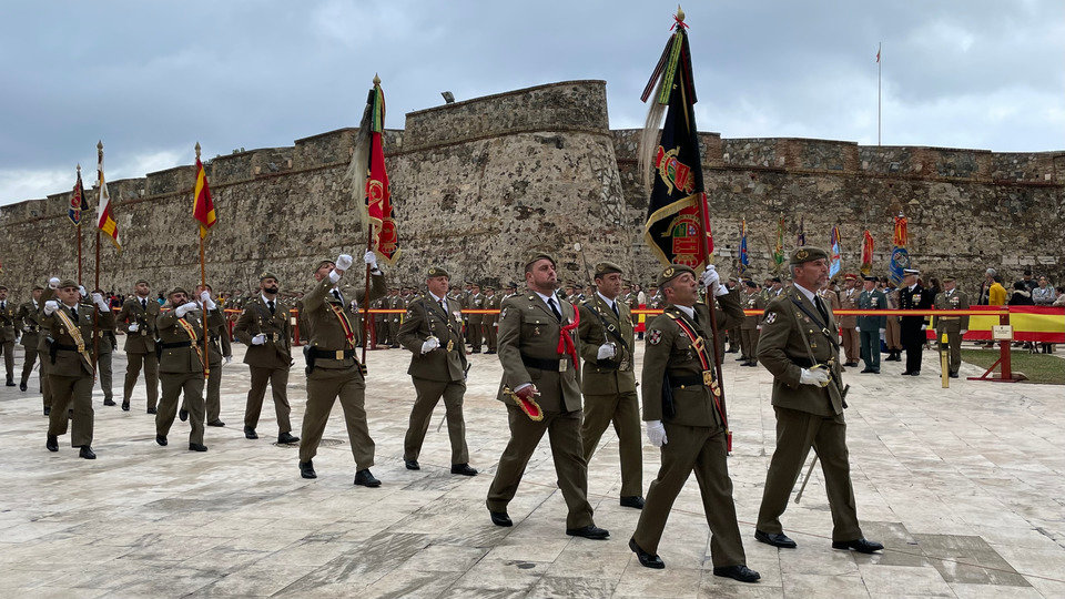 Miembros del Regimiento de Artillería de Ceuta, durante el quinto centenario del patronazgo de Santa Bárbara