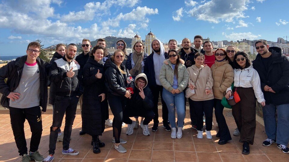 Un grupo de estudiantes Erasmus, durante una visita turística