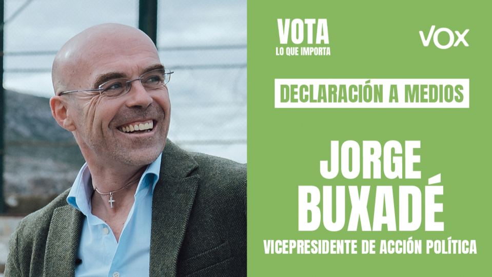 Parte del cartel promocional de VOX con motivo de la visita de Jorge Buxadé