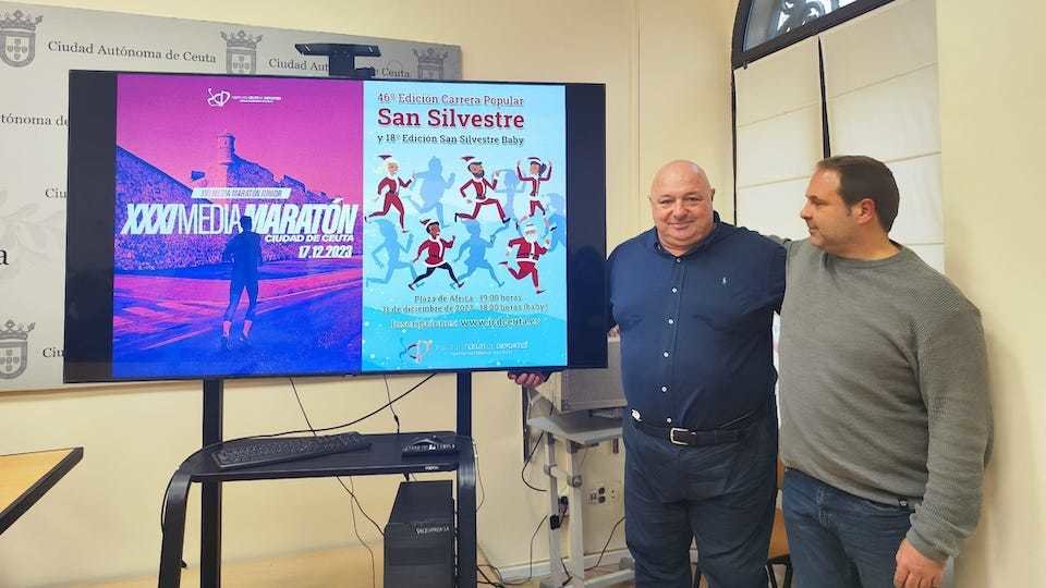 Nicola Cecchi y Sergio Aguilera en la presentación de la Media Maratón y la San Silvestre 2023