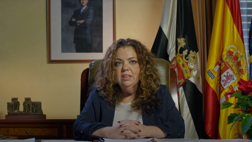 Cristina Pérez, durante su felicitación navideña de 2023