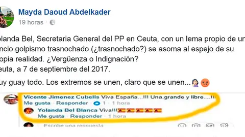 Mayda Daoud, indignada con Yolanda Bel