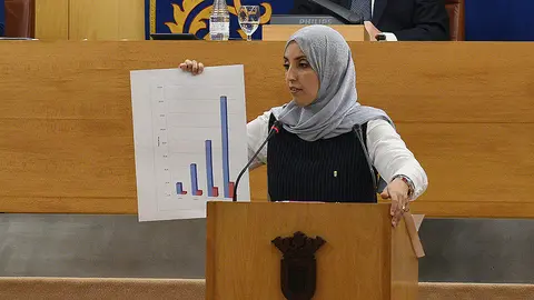 Fatima Hamed muestra un gr&aacute;fico de inversi&oacute;n en gasto social