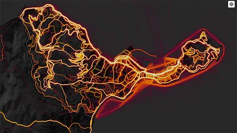 Mapa de calor de la actividad deportiva de los usuario de una app de entrenamiento