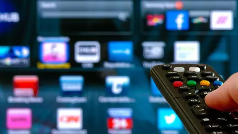 GE890B remote control interacting with smart television