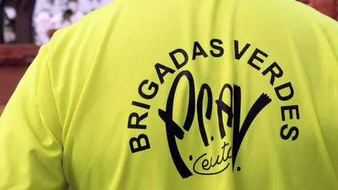 Un operario de las Brigadas Verdes, de espaldas