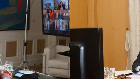 Pedro S&aacute;nchez y Juan Vivas en videoconferencia