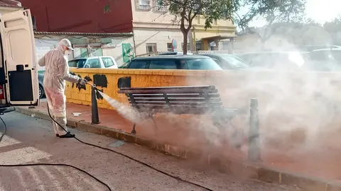 desinfecci&oacute;n calle