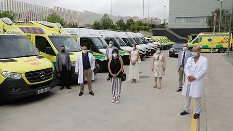 Ambulancias de la UTE Transporte Sanitario Terrestre de Ceuta, (formada por las empresas Asistencia Sanitaria Malague&ntilde;a y Ambulancias Tenorio)