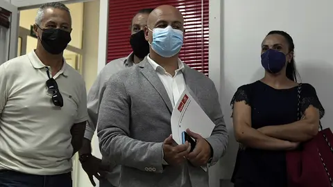 Juan Guti&eacute;rrez en la sede del PSOE