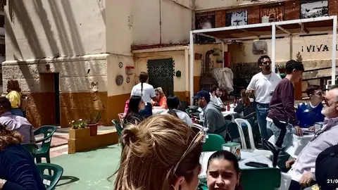El patio rociero, durante el domingo de convivencia