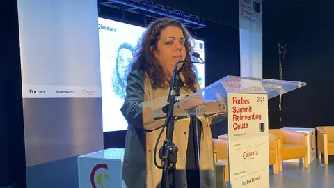 Cristina P&eacute;rez durante su discurso de clausura del Forbes Summit Reinventing Ceuta.