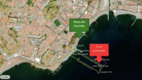 Zona donde estar&aacute; restringido el fondeo por las obras del cable submarino.