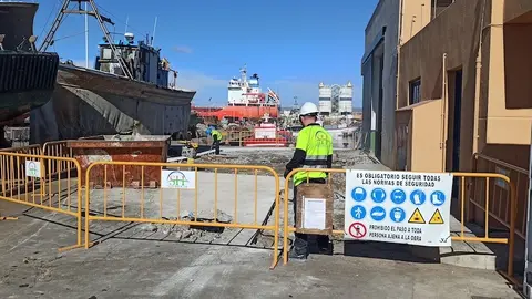 Obras en la lonja pesquera.