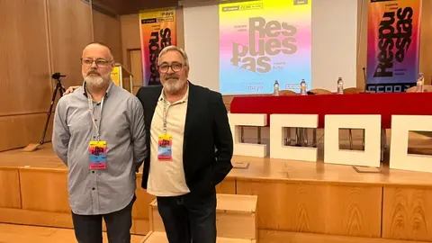 &Aacute;ngel Lara y Emilio Postigo en el XI Congreso de Comisiones Obreras (CCOO)