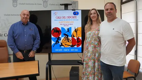 Nicola Cecchi, Araceli Garc&iacute;a y Sergio Aguilera en la presentaci&oacute;n de la Gala del Deporte 2025 / Cedida