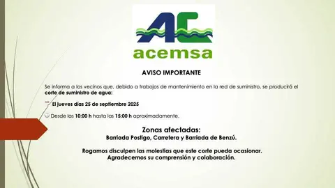 acemsa corte agua benzu sep25