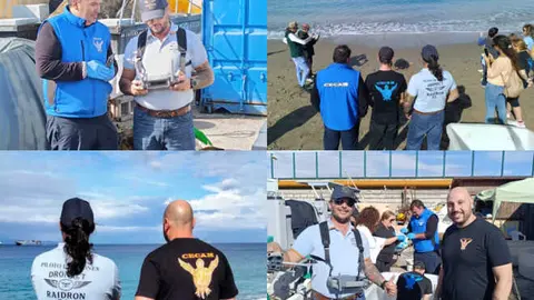 Suelta de tortugas y prueba de drones del CECAM / Cedidas