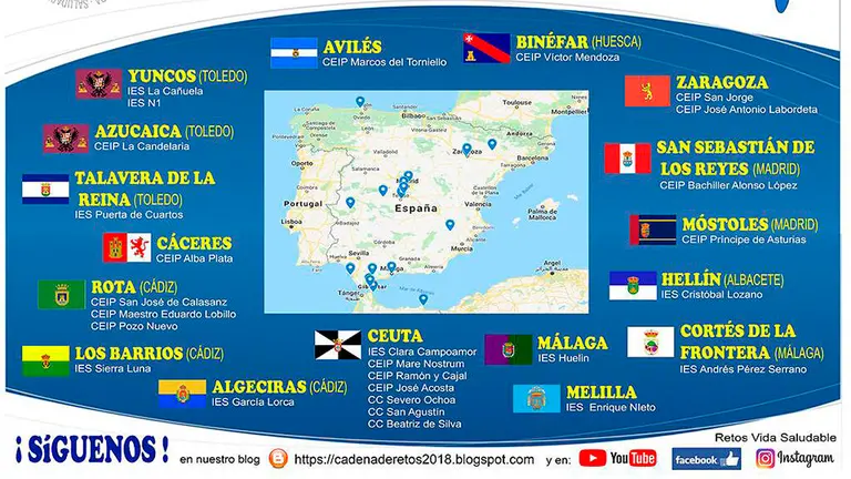 Poster cadena de retos saludables del IES Campoamor