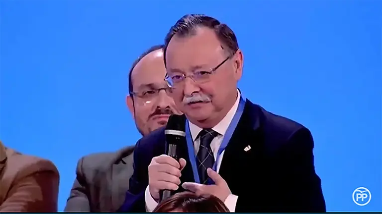 Juan Vivas, en su intervenci&oacute;n como candidato en la convenci&oacute;n del PP