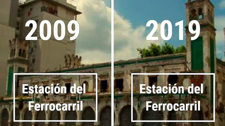 10yearschallenge de la estaci&oacute;n de Ferrocarril