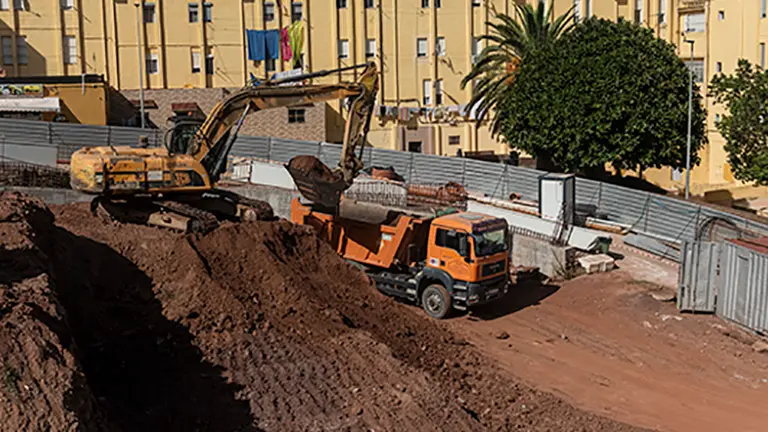 Obra del aparcamiento de Juan Carlos I. panor&aacute;mica