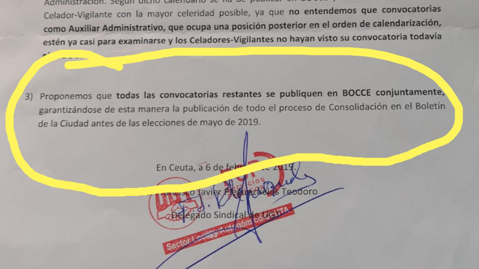 Documento cedido por UGT