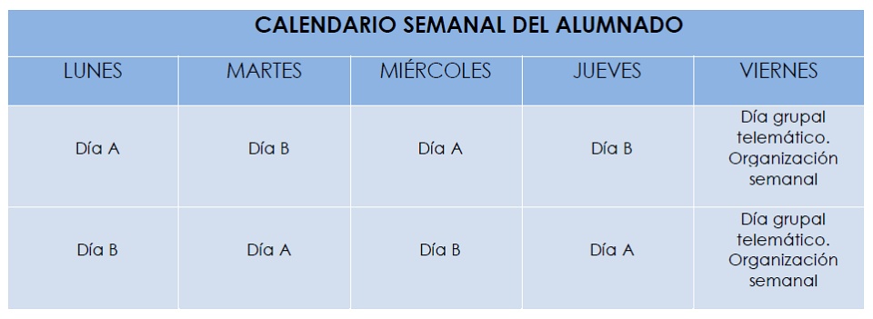 calendario semanal alumnado