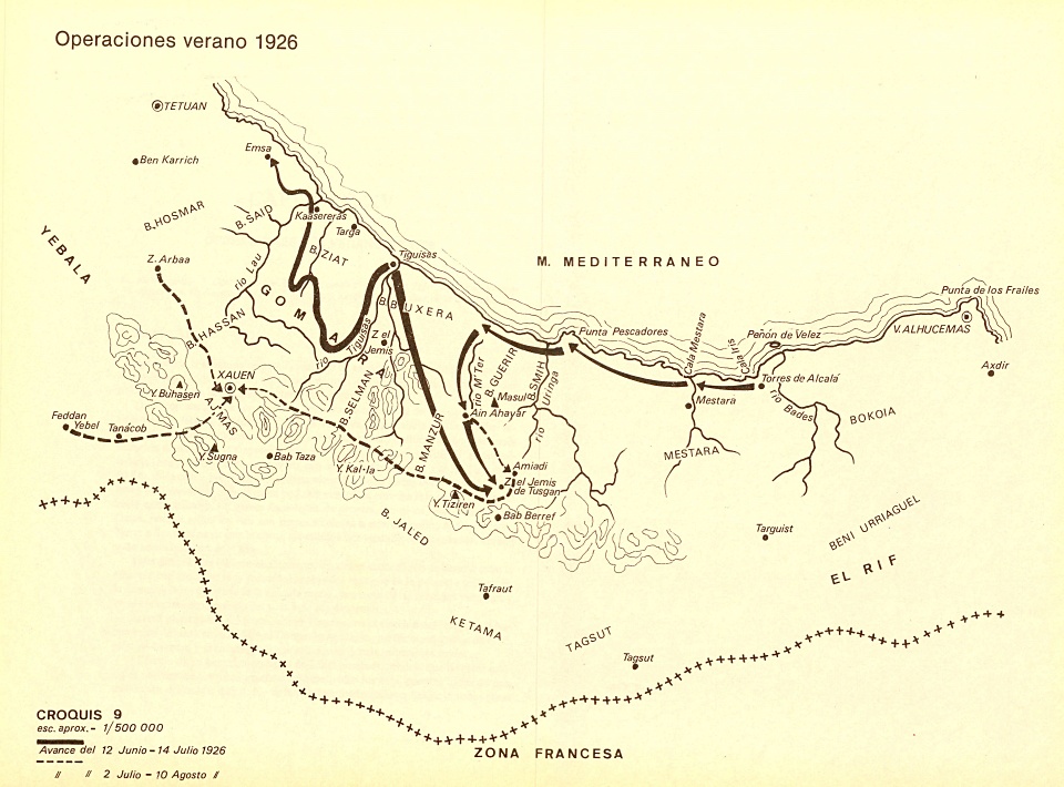 _MAPA OPERACIONES VERANO 1926-HISTORIA DE LAS CAMPAÑAS DE AFRICA-SERVIVIO HISTORICO MILITAR