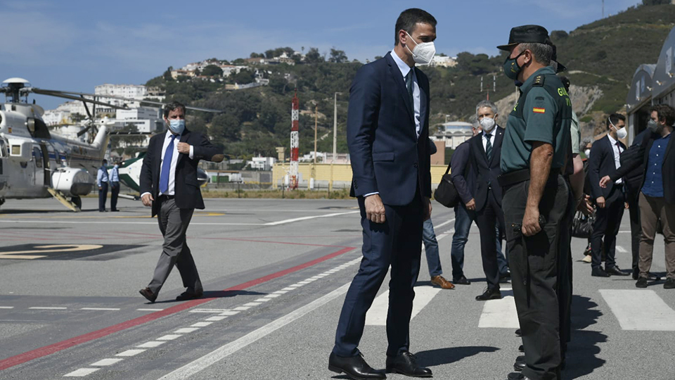 El presidente Sánchez a su llegada a Ceuta