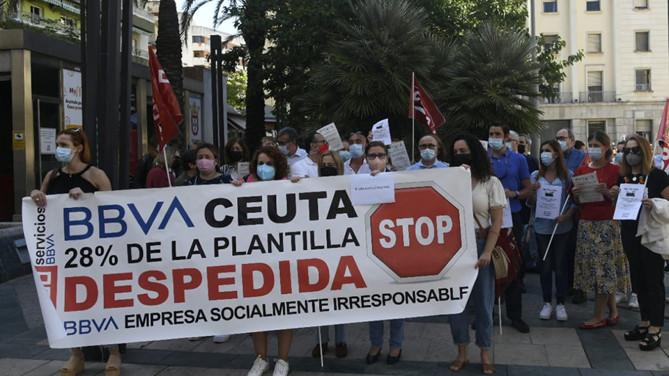 Concentración de la plantilla de BBVA en Ceuta