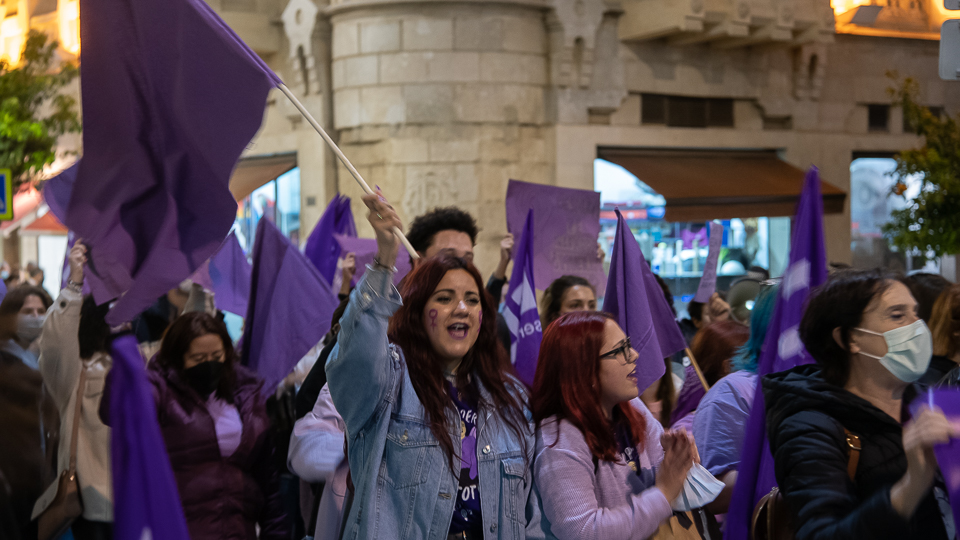 Cabecera de la manifestación feminista del 8M 2022-2