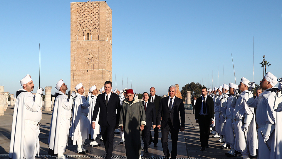 El presidente del Gobierno, Pedro Sánchez, a su llegada para participar en la XII Reunión de Alto Nivel entre España y Marruecos. Pool Moncloa:Fernando Calvo. Rabat (Marruecos) 2.2.2023