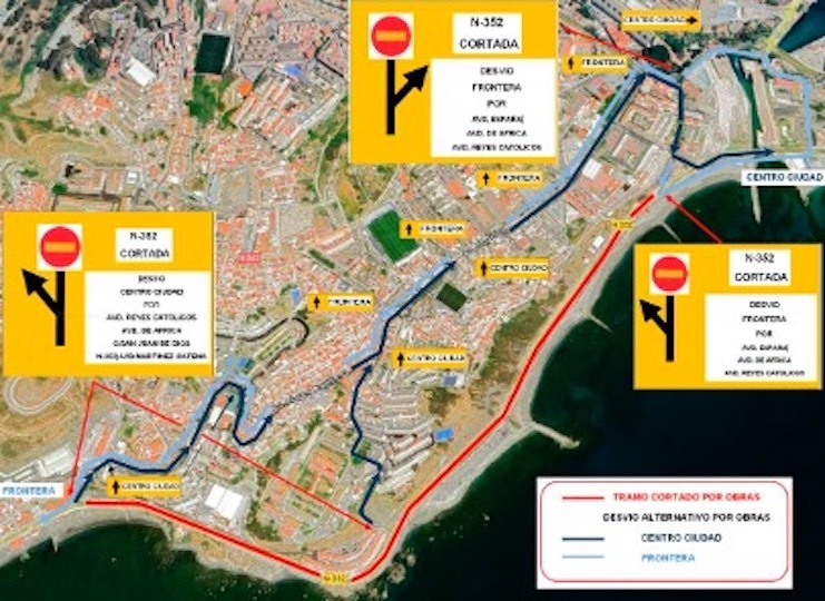 Cortes e itinerarios alternativos a la N-352