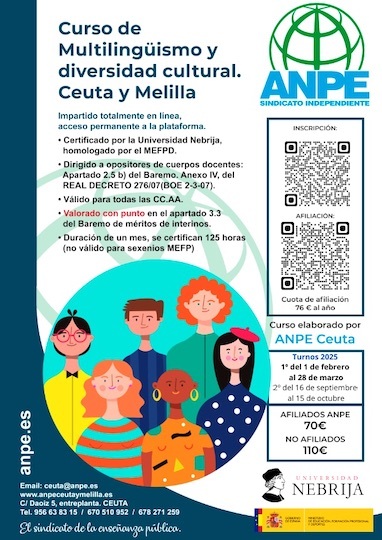 Curso ANPE de miltilingüismo y diversidad cultural en Ceuta y Melilla